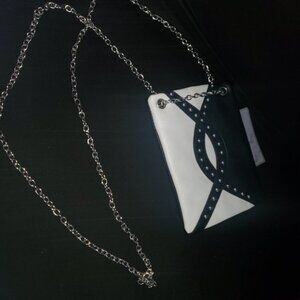 Black/White Cross-Pattern Chained Crossbody